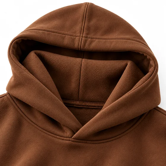 The hood of the Chocolate hoodie